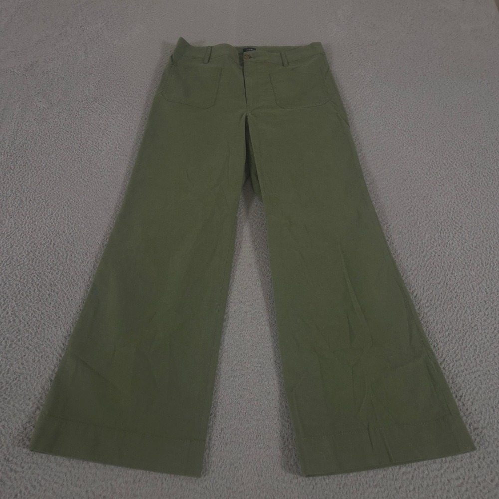 J.Crew Pants Womens 30 Green Lizzie Wide-leg Cotton Linen Blend Patch Pockets